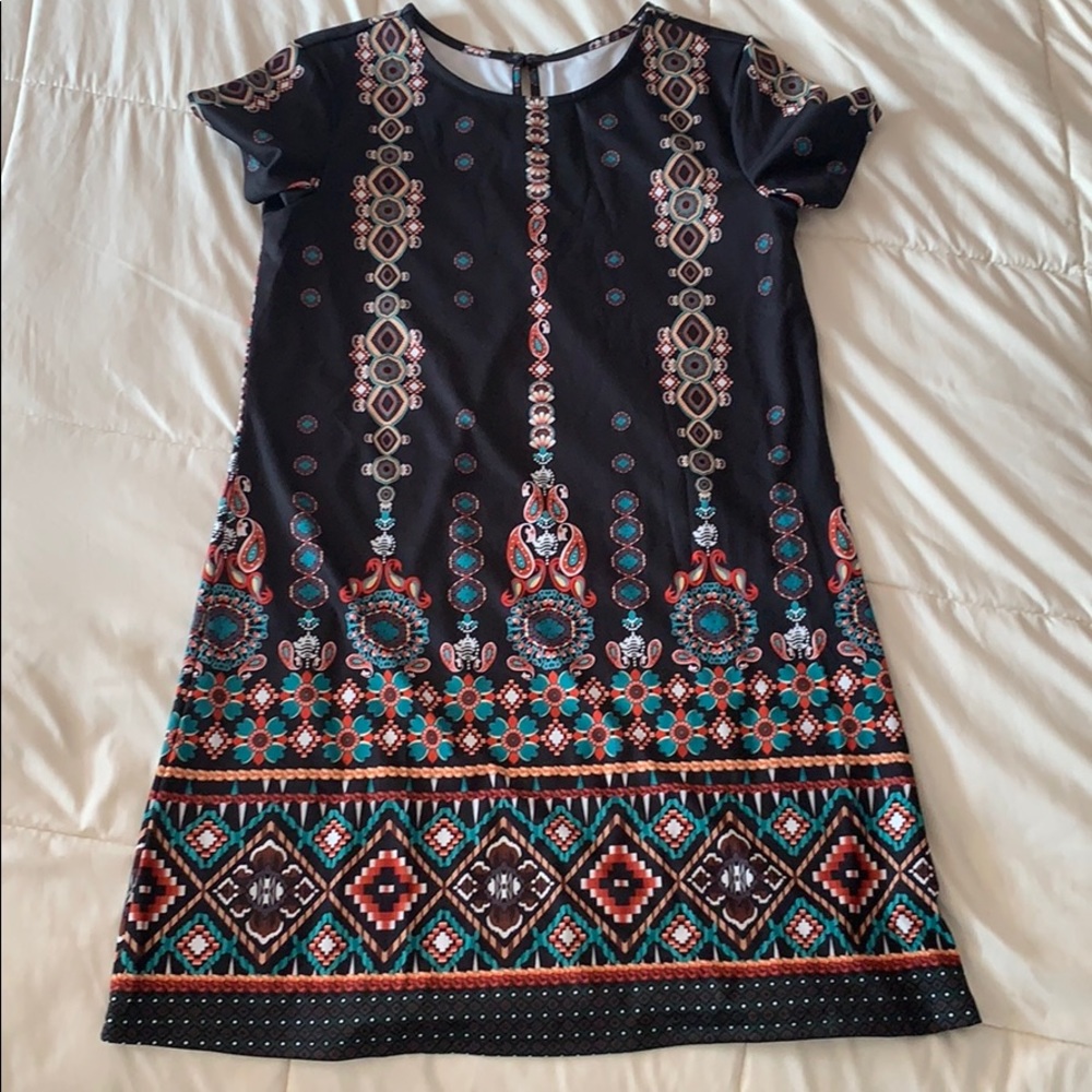 Abstract print short sleeve dress